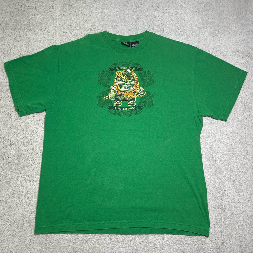 Vintage St. Paddy’s Lucky Shirt Men’s XL Retro Graphic Print Green Irish Goblin